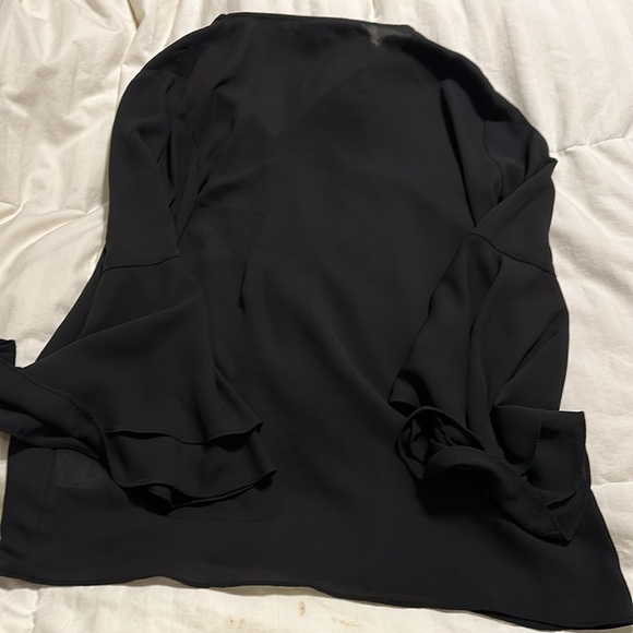 Alfani - Black Long Bell Sleeve V Neck Blouse - Size 2 - Picture 6 of 6